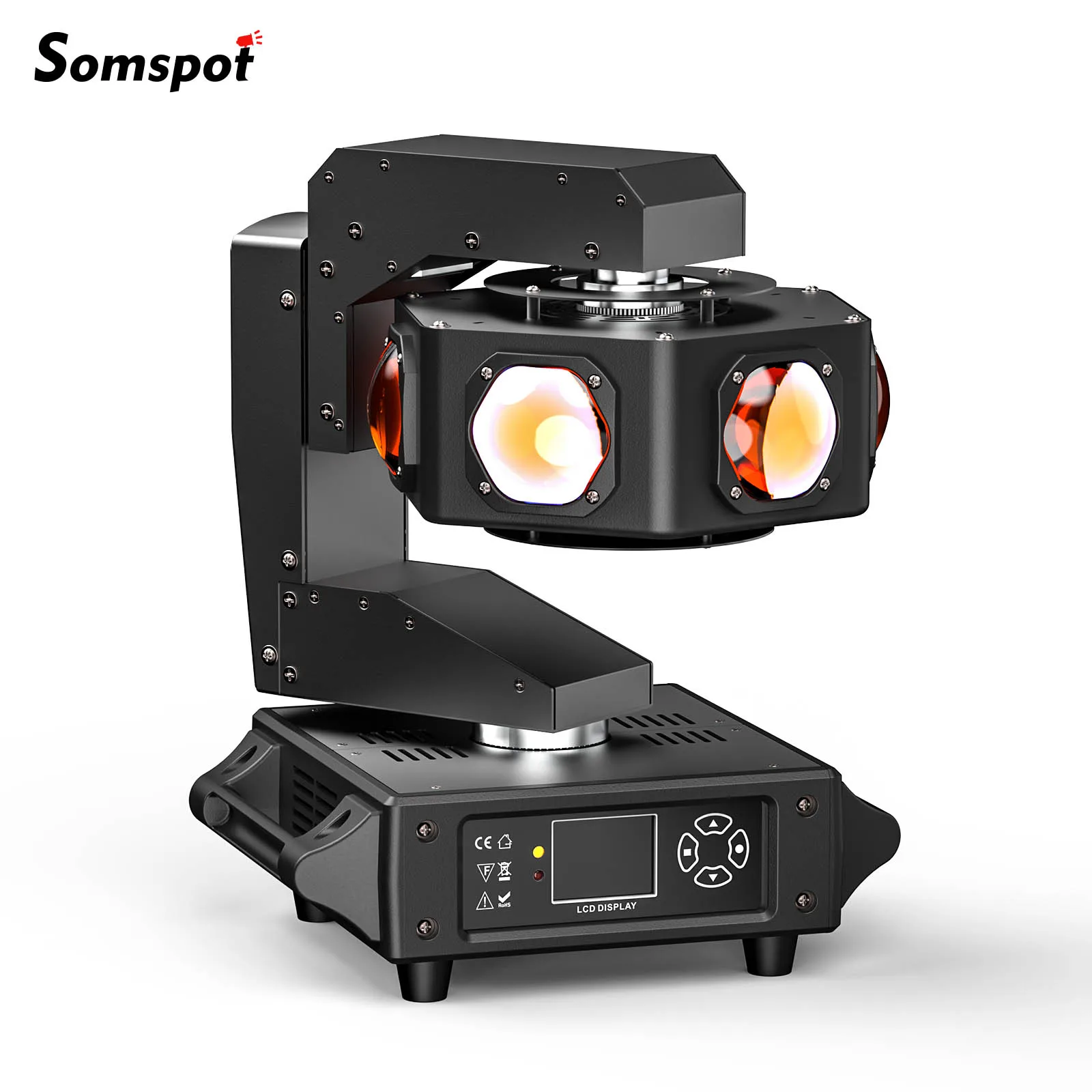 

Somspot 240W RGBW Moving Head Light Beam DMX512 14/16CH Stage Light Effect Projector for DJ Disco Party Wedding Holiday Bar Club