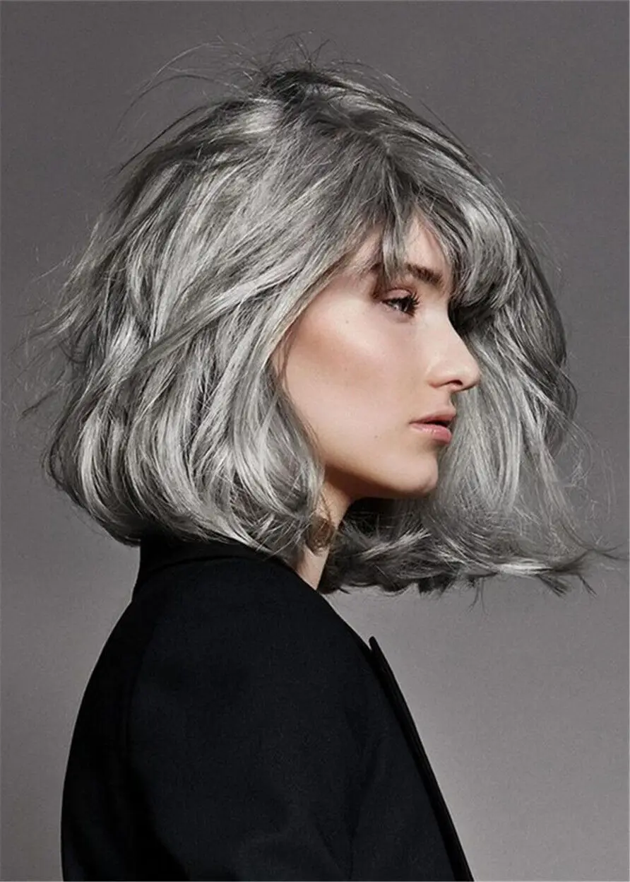 Short Gray BOB Hairstyles Women's Natural Straight  Wig 10 Inch