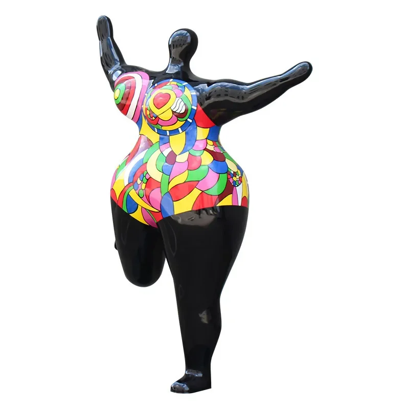 

Floor-to-ceiling ornaments, outdoor beautiful Chen art sculptures, painted fat woman fiberglass figure sculptures