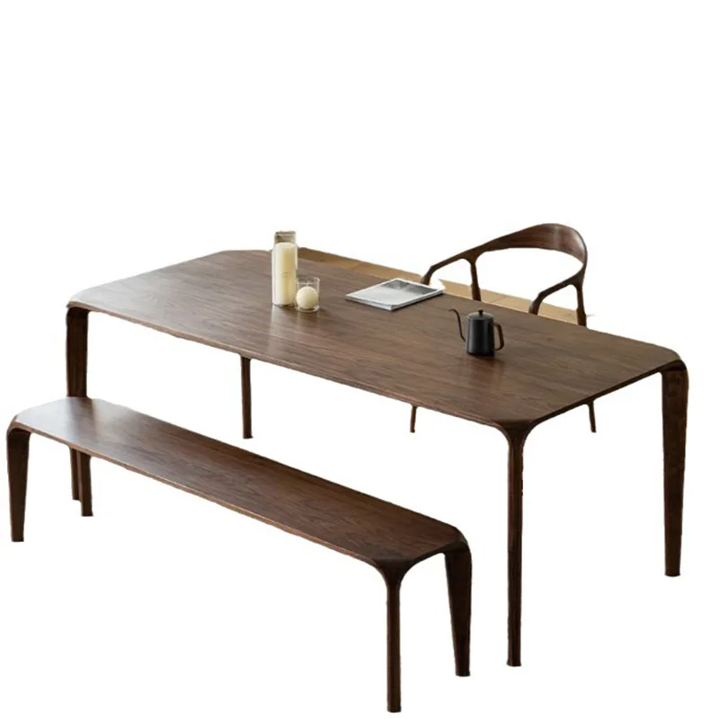 

Nordic all solid wood dining table black walnut rectangular home restaurant dining table modern simplicity