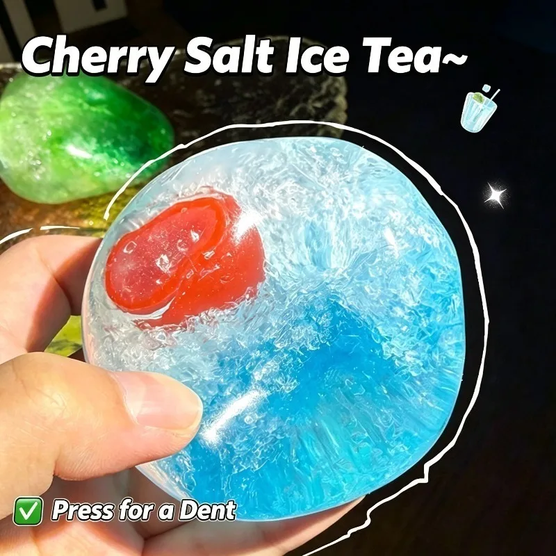 Strawberry Slushie Stress Ball Squishy Moldable Non-bounce Crunchy Cherry Slushy Squeeze Ball ASMR Anti Stress Fidgets Toy