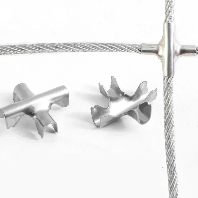 1000PCS 304 Stainless Steel Cross Clips Stealth Security Network Cross Buckle Protective Mesh Window For 1.8/2/3/4mm Wire Cable