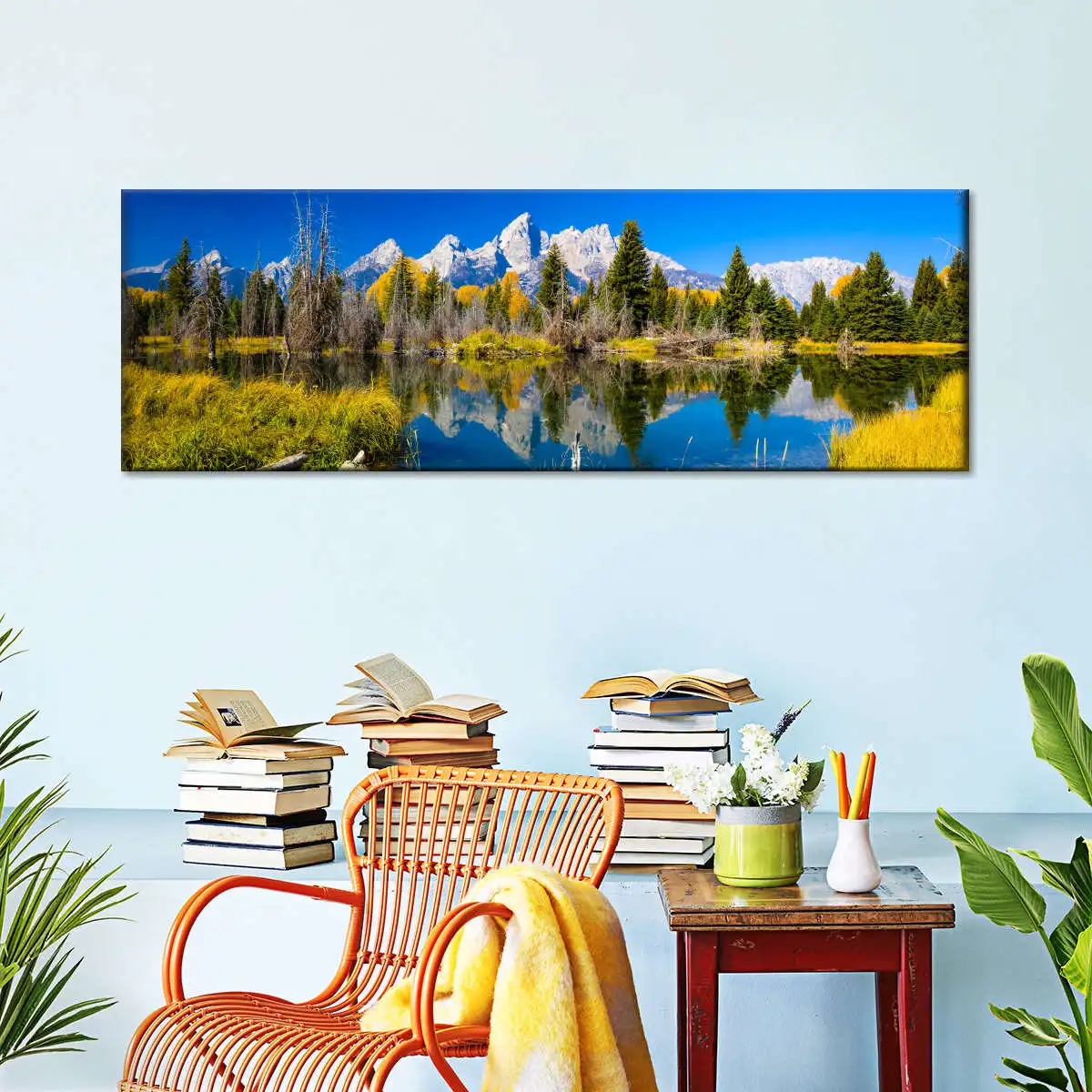 Grand Teton Mountains Panoramic Canvas Print Painting Poster Home Decor Wall Art Decoration Picture For Living Room Sofa