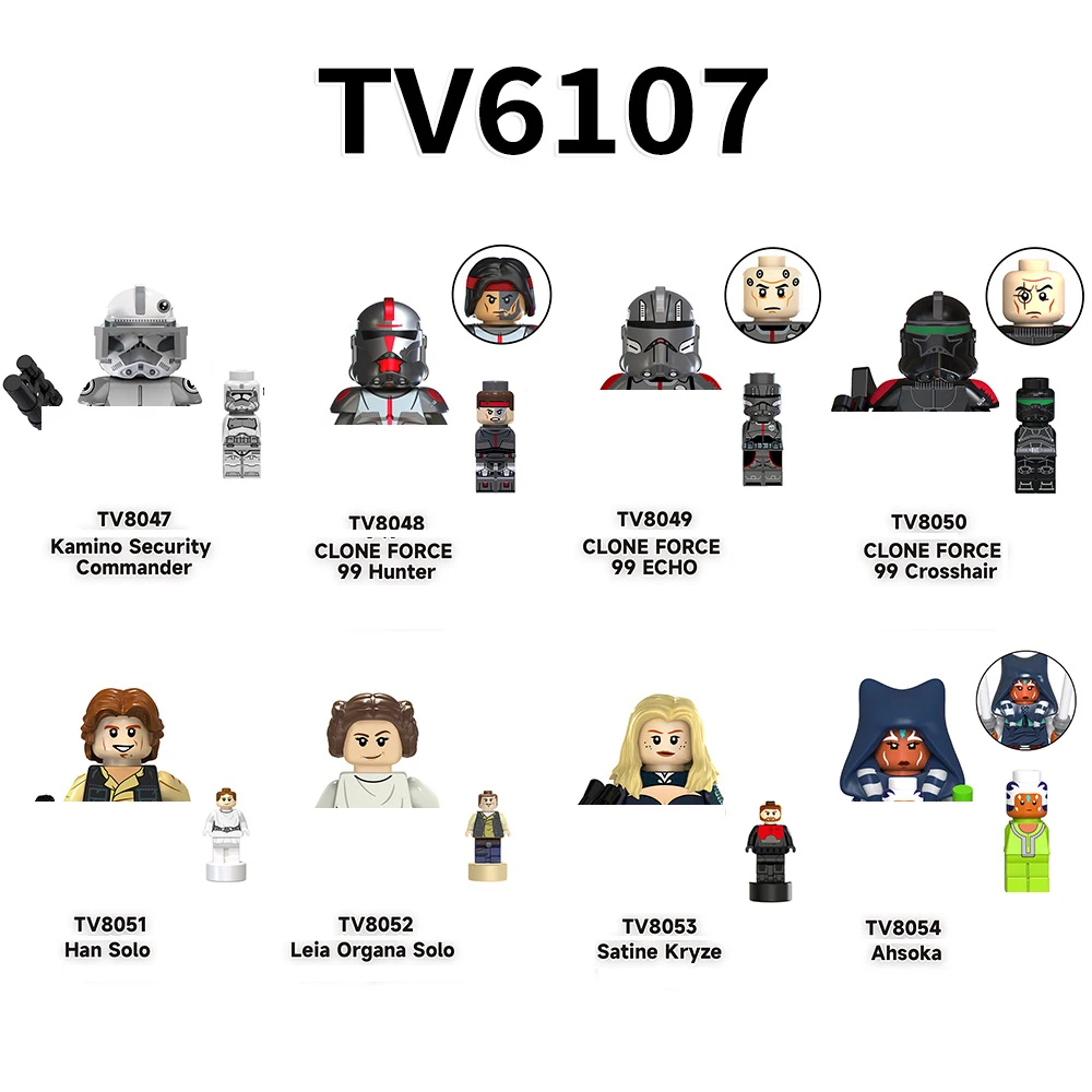 

TV Building Blocks 8pcs/set Ahsoka Han Solo Brick Kamino Security Commander Figure TV6106 TV6107 Temple Guard mini Assembly Toys