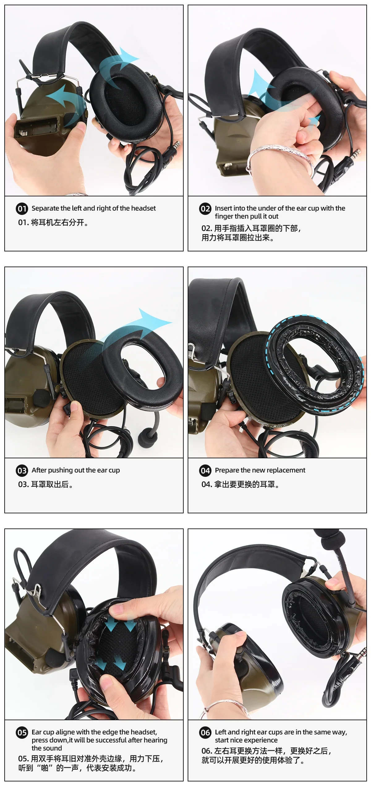 TAC-SKY Compatible with COMTA I II III IV XPI Tactical Headset Straight Glasses Arm Silicone Ear Cushion Earmuffs