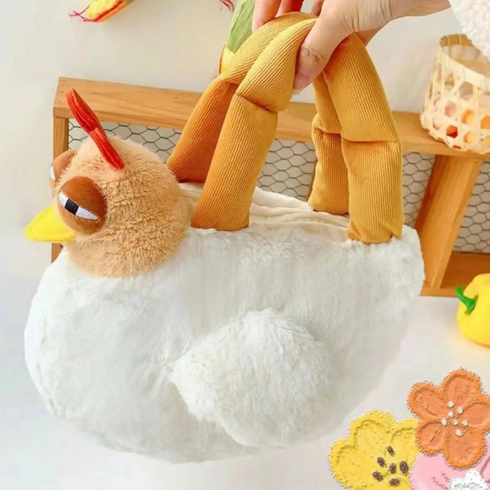 Vibrant Color Purse Fluffy Chicken Shoulder Bag Plush Hen Handbag Cute Stuffed Purse Novelty Fluffy Hen Purse for Girls Women