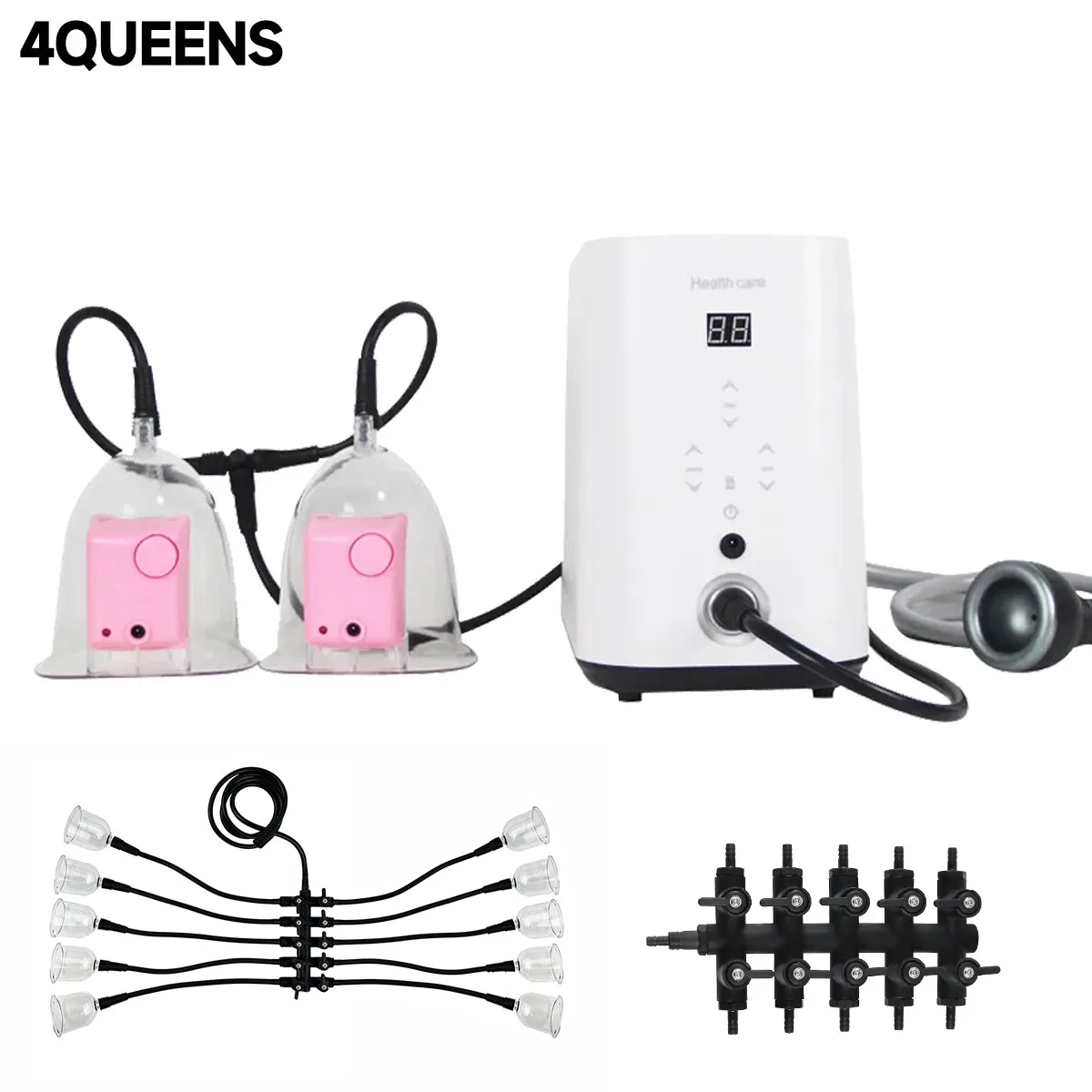 4QUEENS Multifunctional Vacuum Cupping Pumps Heating Therapy Massager Breast Enlargement Machine Butt Enhancer Buttock Lifting