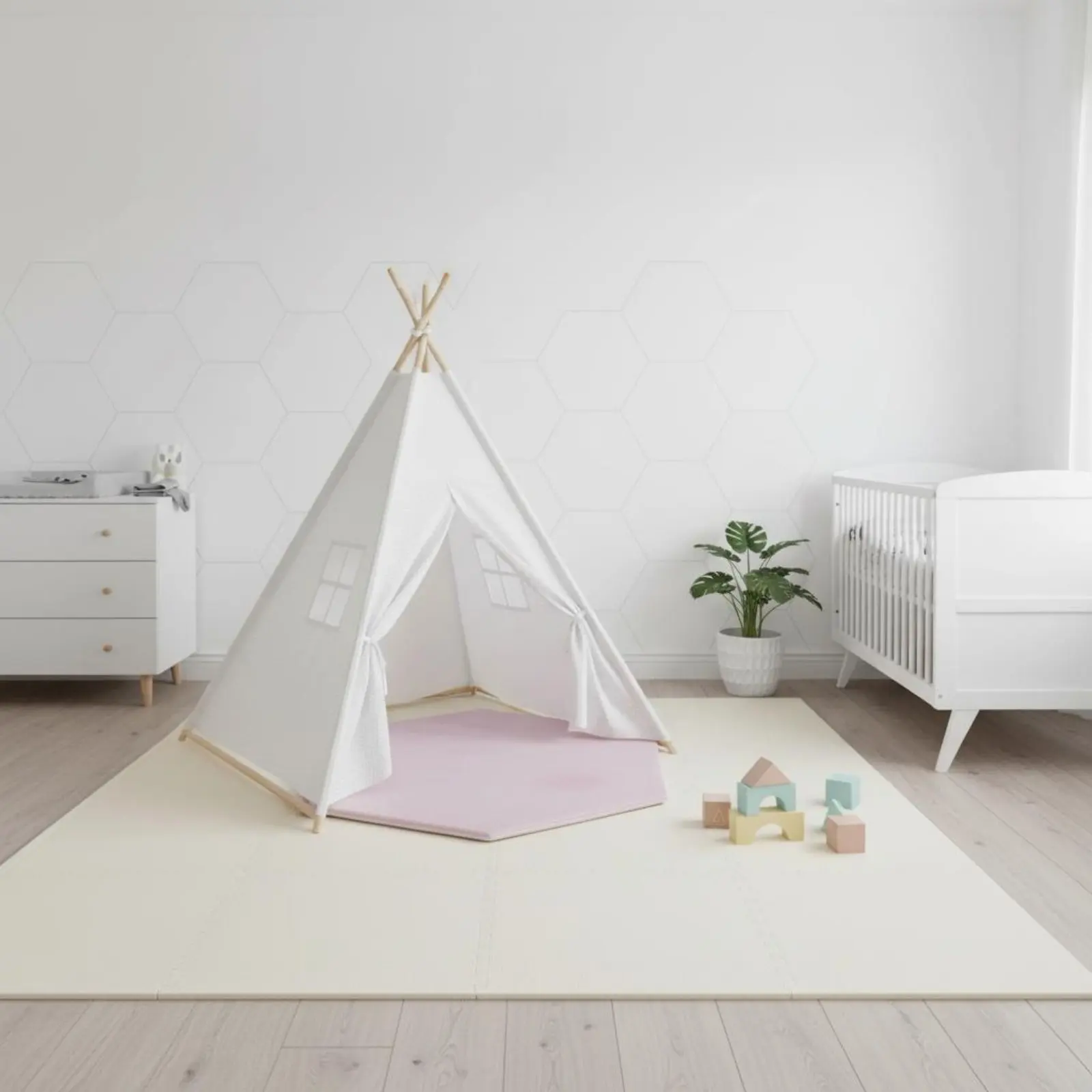 Mesh Sphere Playpen Tent Fastener Door Foldable Playhouse Hexagonal Kids Playhouse Multi-Functional Hexagonal Playpen