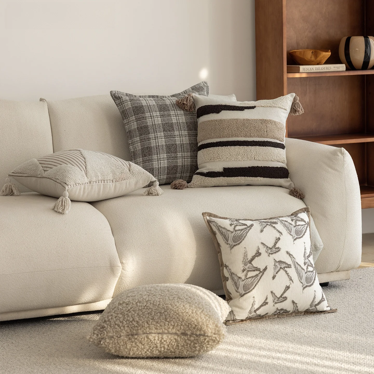 

mat Geometry Pillow Cover Set Wabi-Sabi Sle Living Room Sofa Decorative Tassel Bedhead Cuion Luxury Home Textile