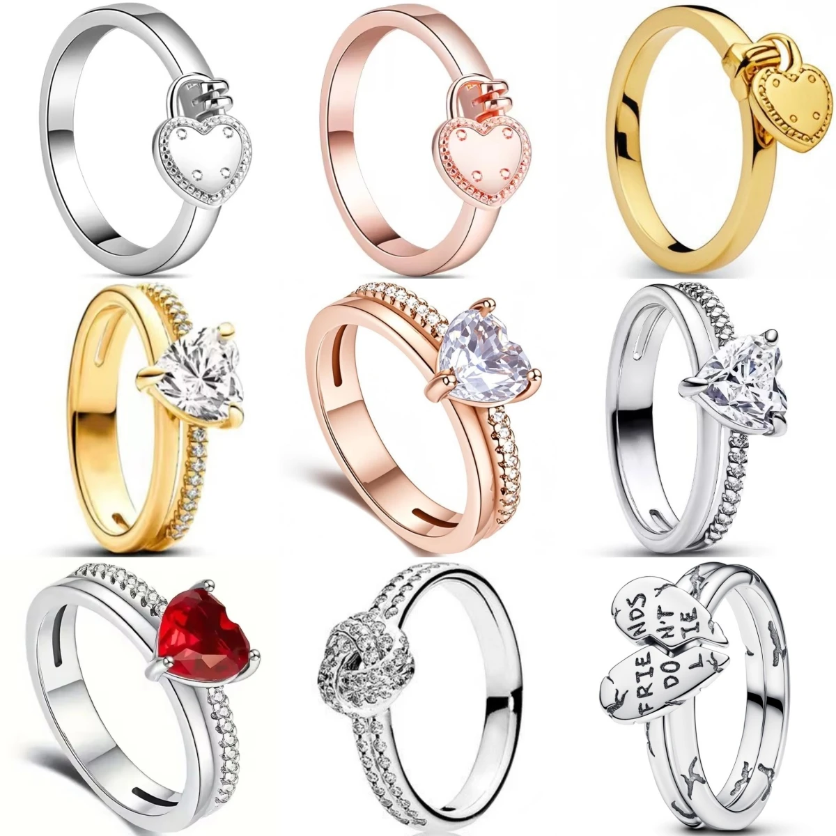 جديد 925 فضة سحر الحب قفل الأحمر على شكل قلب خواتم النساء خواتم غرامة مجوهرات هدايا امرأة الموضة #1