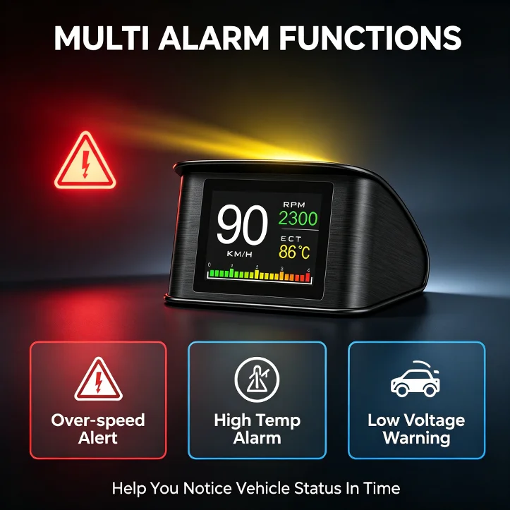 OBD2 HUD Car Head Up Display P10 Digital Multi-function Dashboard Gauge Speed RPM Temp Fuel Consumption OBD Computer with Alarm