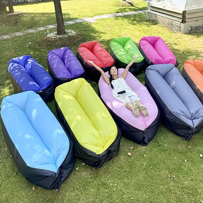 Outdoor Inflatable Sofa Lazy Air Bed Single Person Music Festival Portable Camping Air Mattress with Pillow