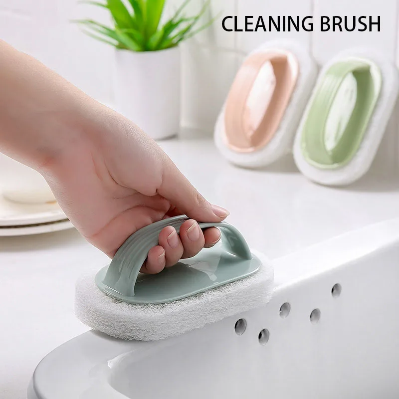 

Solid Striped Handle Cleaning Brush Sponge Wiping Ceramic Tile Kitchen Cleaning Sponge Wiping Stain Removal and Cleaning Brush