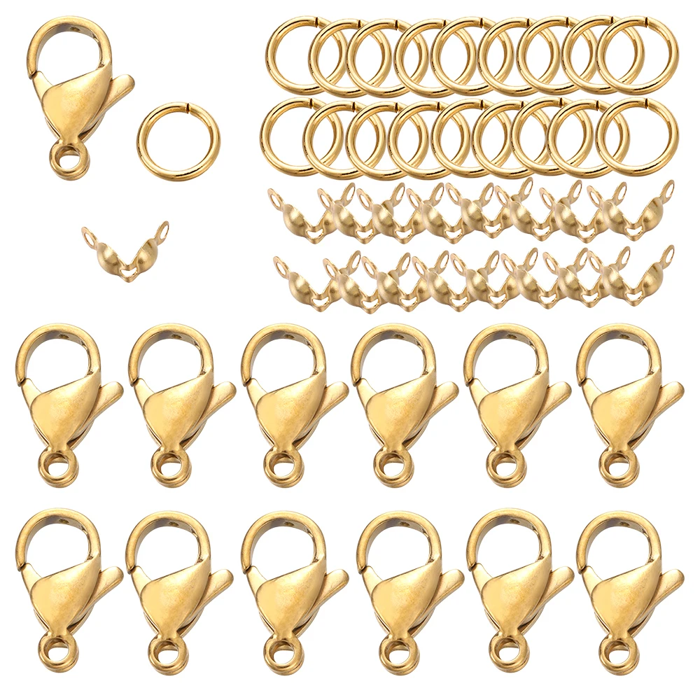 80Pcs/Set Stainless Steel Lobster Clasps Jump Rings Connectors