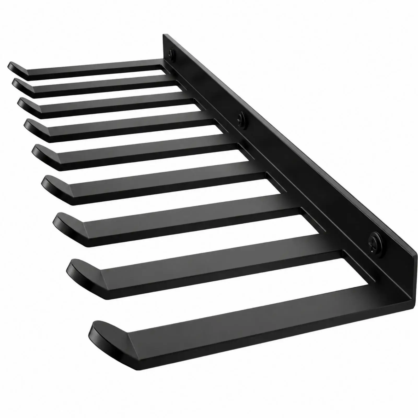Wall-Mounted Workout Gear Rack with 9 Hooks Low-Profile Black Iron Wall Storage