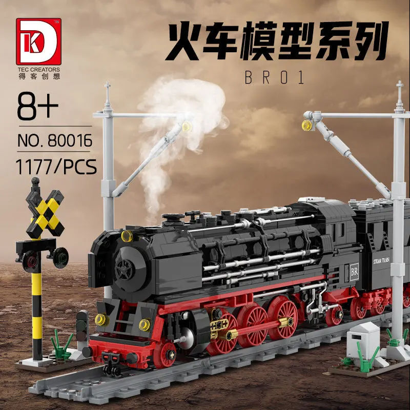 

New City Train Series Retro Steam Train Model Small Particle Assembly Building Blocks Toy