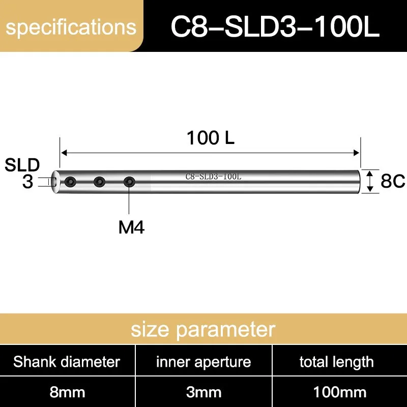 YIFINO Side Fixed Extension Rod Milling Cutter Extension Rod Small Diameter Straight Shank Connecting Rod Tools C8-C16