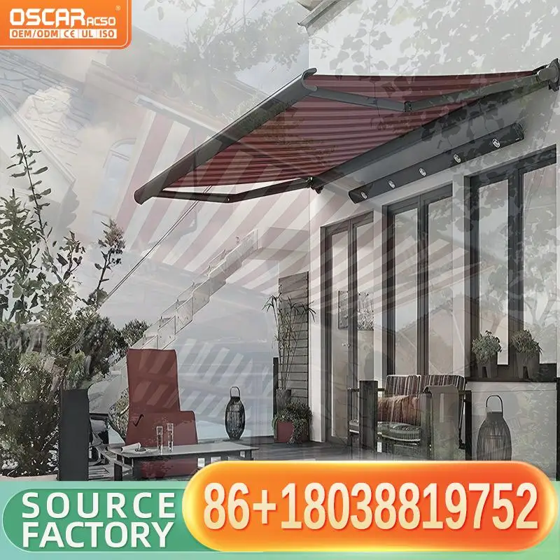 

Automatic Motorized Retractable Aluminum Alloy Acrylic Sail Roof Cover for Pergola Rainproof Outdoor Patio Garden Retractable Aw