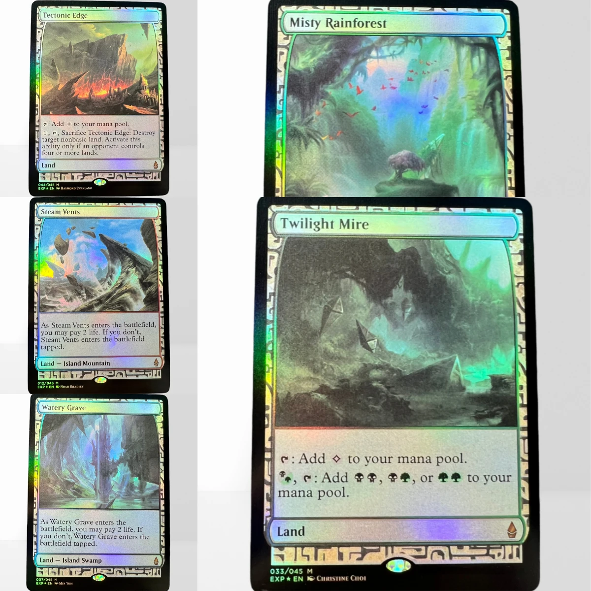 EXP FOIL-2 TCG Proxy Mágico TCG: Overgrown Tomb, Rugged Prairie, Steam Vents, Temple Garden, Wooded Bastion, German Black Core