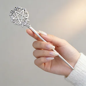 1pc Mystical Pentagram Hair Stick Silver Metal Details Witchy Design Perfect Cosplay Magical Gothic Unique Vintage Accessory