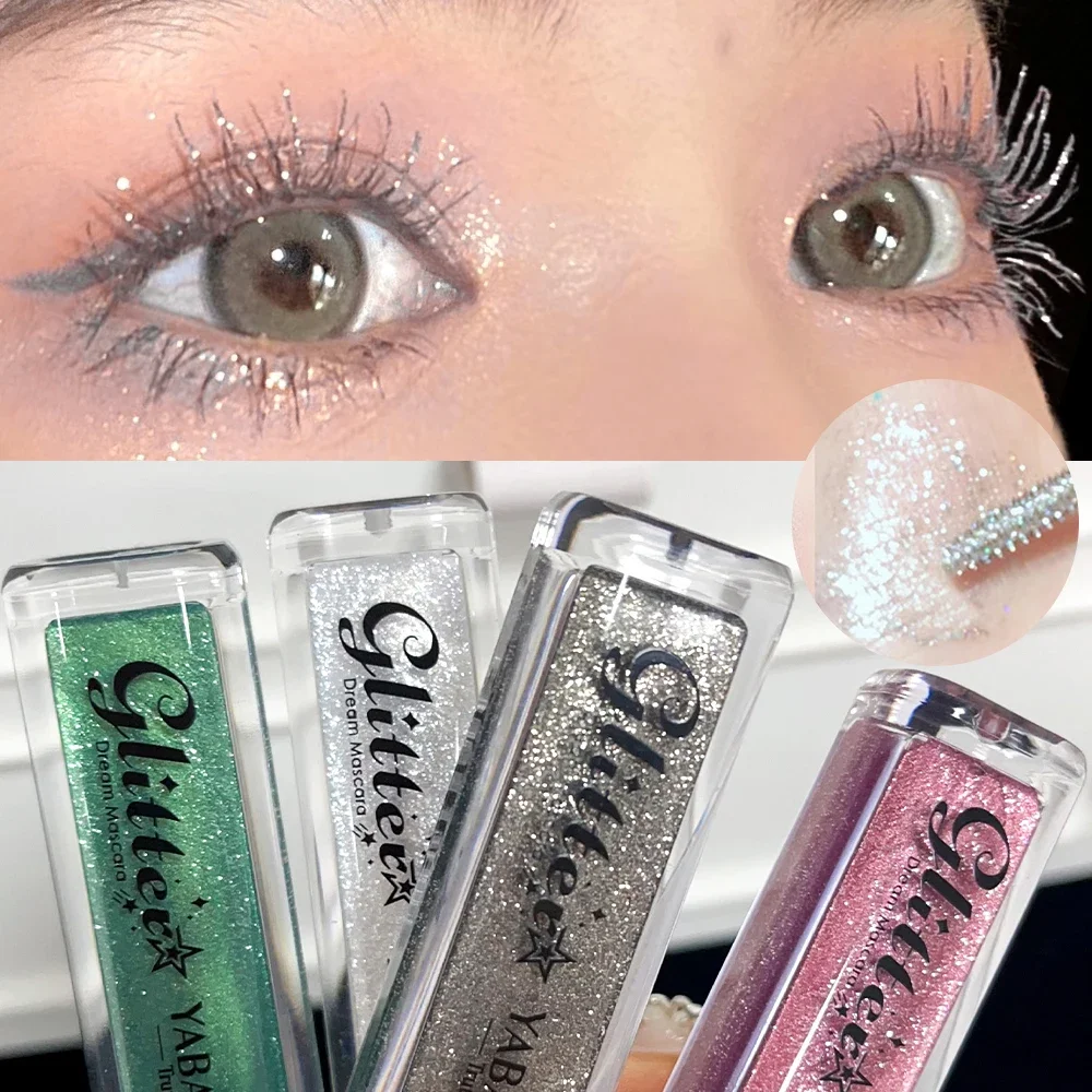 Pearly Glitter Lash Mascara Quick Dry Waterproof Lifting Curling Shiny Mascara Eyelash Extension Shimmer Sliver Sparkling Makeup