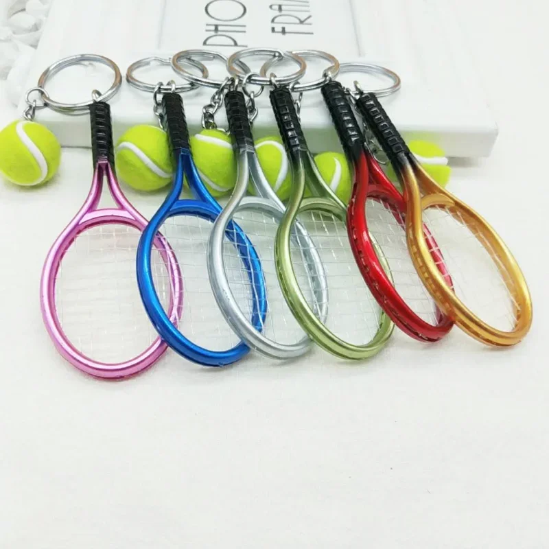 2pcs Tennis Bag Pendant Plastic Mini Tennis Racquet Key Ring Small Ornaments Sport Keychain Fans Souvenirs Key Chain Gifts