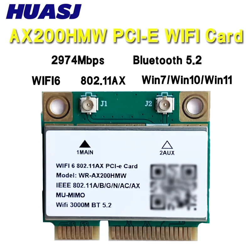 Moduł WiFi Tri Band 5374Mbps WiFi 6E 802.11ax/ac AX210HMW AX200HMW/AC7265 Mini PCI-E MU-MIMO 2x2 Win10 do komputerów stacjonarnych/laptopów — zdjęcie produktu 2