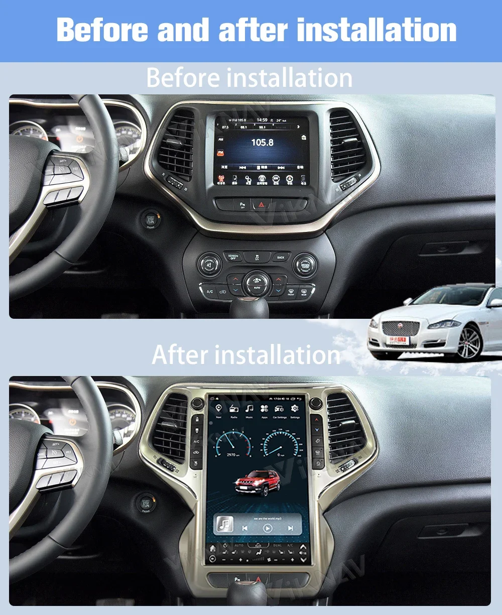 13.6 Inch Android 12 Car Radio For Jeep Cherokee 2014-2021 GPS Navigation Carplay Auto Stereo Multimedia Video player Head Unit