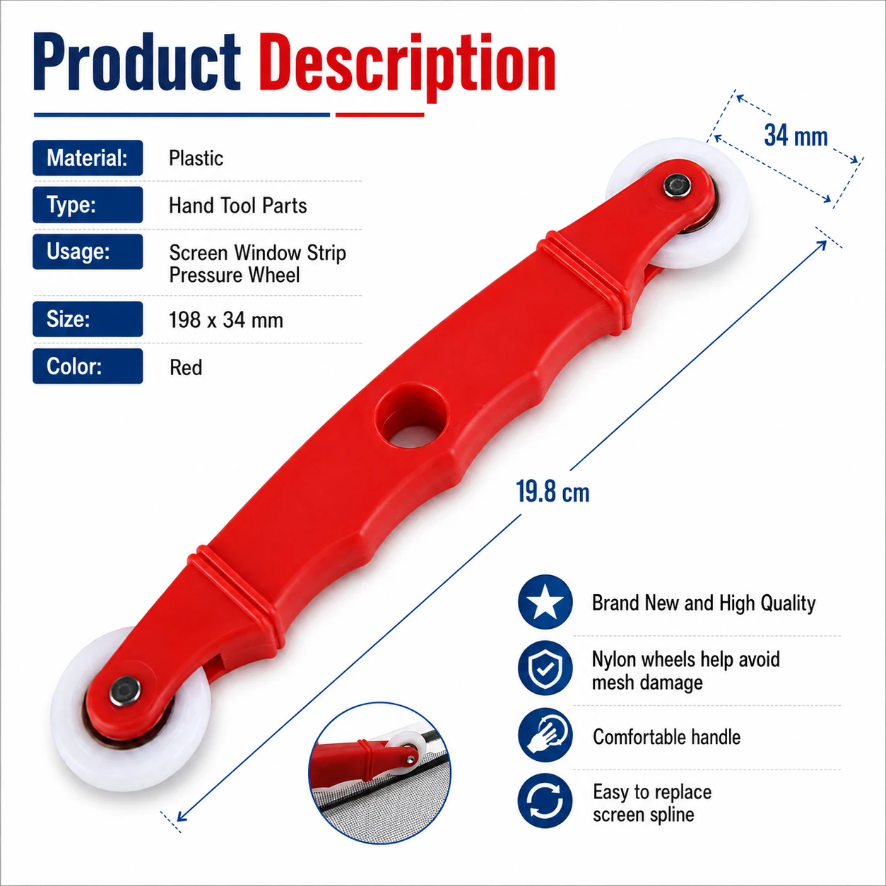 1/2/3Pcs Window Screen Roller Tool, Rubber Gauze Wheel Splines Roller for Installing Mesh Fabric, DIY Home Repair