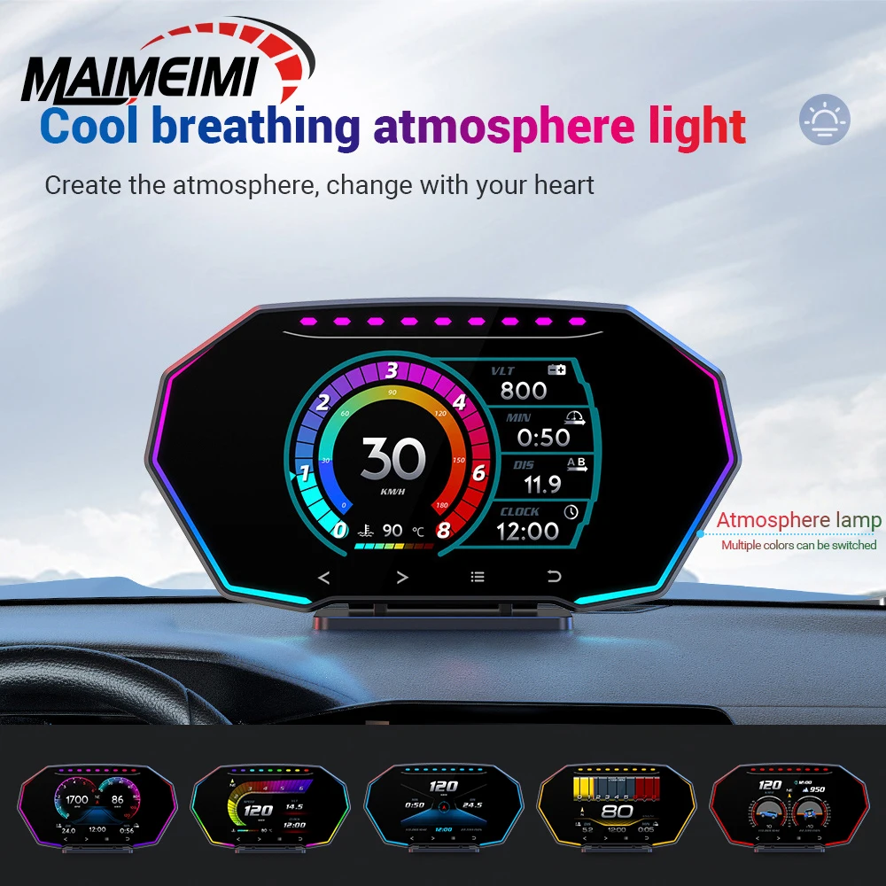 

F11 OBD+GPS HUD Head Up Display Smart Digital 4x4 Off-road Inclinometer Speedometer Water Temp Oil Temp Tachometer Fuel Voltage