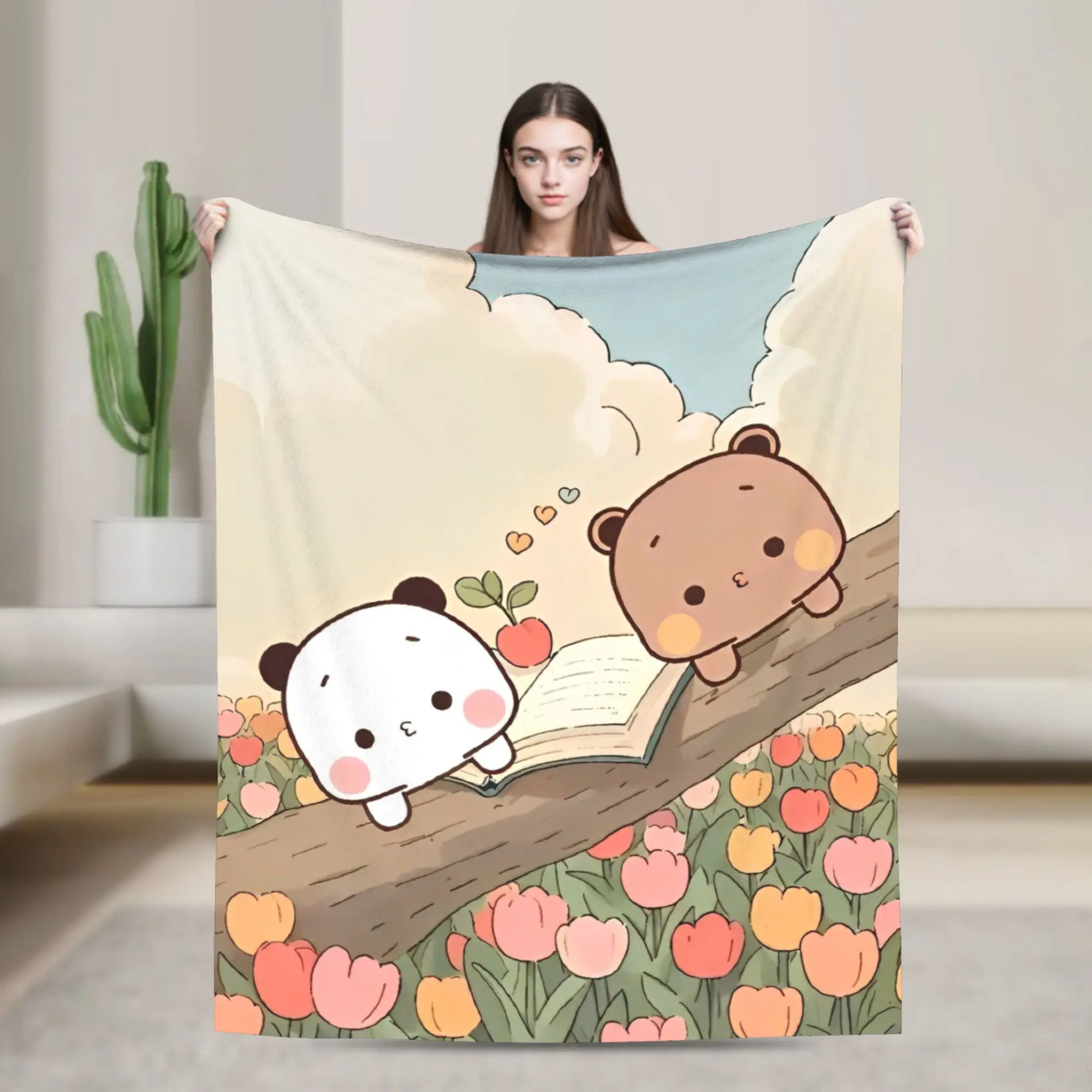 Cute Cartoon Bubu Dudu Knitted Blanket Velvet  Super Soft Throw Blanket for Bedding Couch Bedroom Quilt
