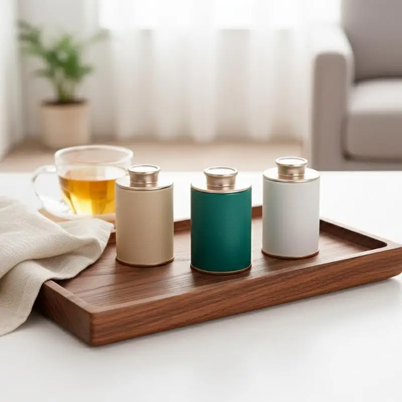 1pc Solid Mini Empty Tea Tin Can Household Tea Sealed Jar Portable Travel Small Tea Box Paper Storage Can