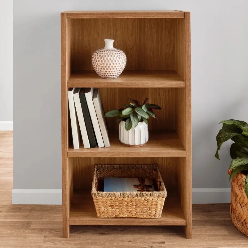 

3 Shelf Bookcase, Warm Walnut Finish,Strong and lightweight 1” panel construction,25.83" L X 11.54" W X 45.12" H