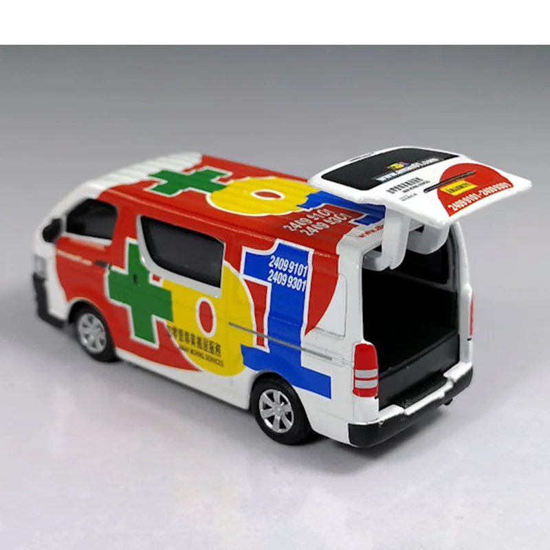 เล็กๆ 1:64 Scale Alloy HongKong Hiace +01 Moving Van Bus Diecast Miniatureของเล่นรถจําลองคลาสสิกของสะสมของที่ระลึก