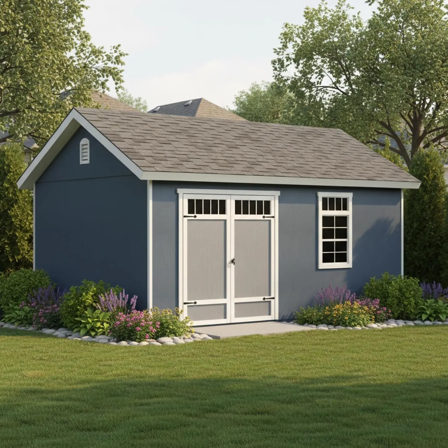 16x12 Wooden Storage Shed with Floor Kit DIY Outdoor Backyard Garden Tool House, Customized