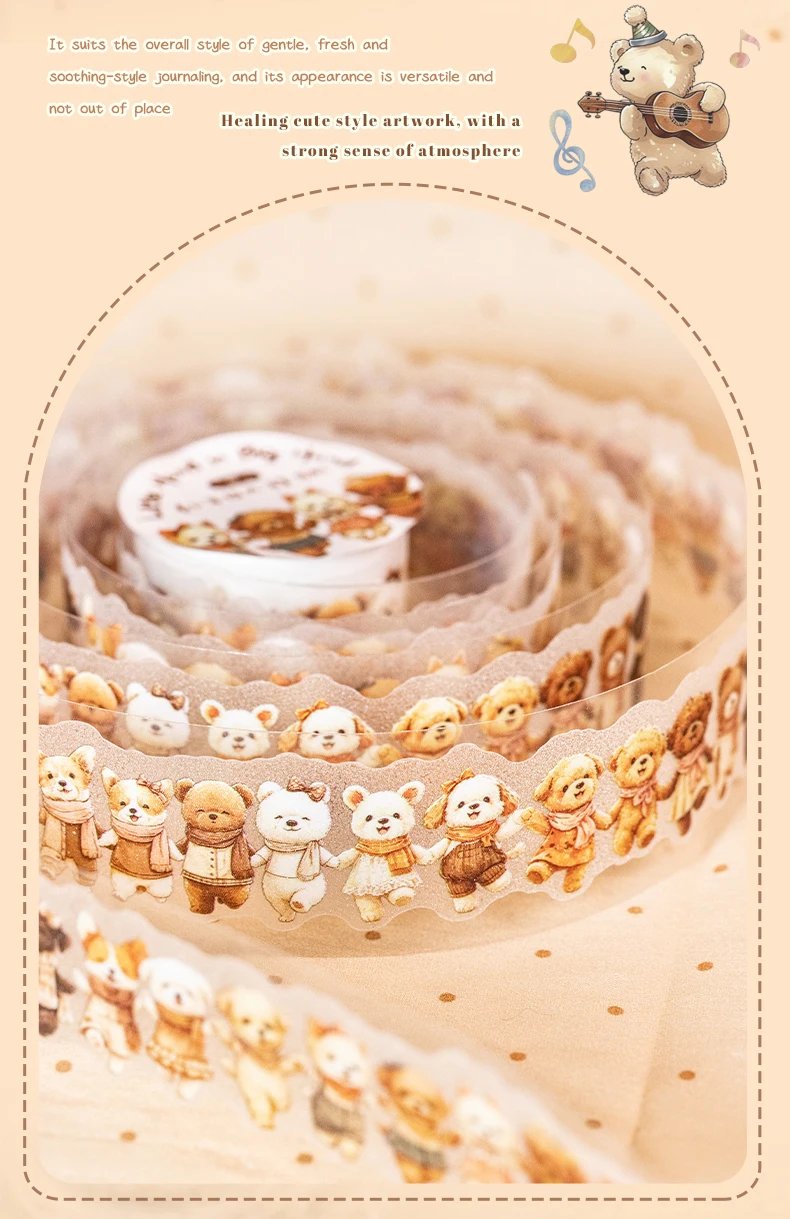 Journal GO 3cmx2m Cute Animals Tape Stickers for Collage Junk Journal Landscape Materials Journal Mobile Phone Laptop diy Decals
