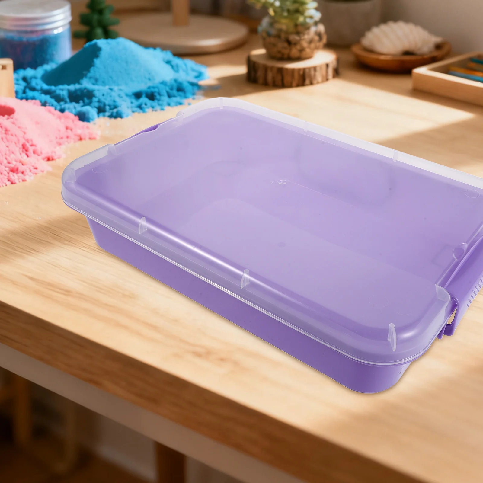 2 Stück 34,5 x 22 x 7,5 cm tragbares sensorisches Tablett, stapelbarer Kunststoff-Sandwasser-Spielbehälter für Kinder, Outdoor, Indoor, Kleinkindaktivität