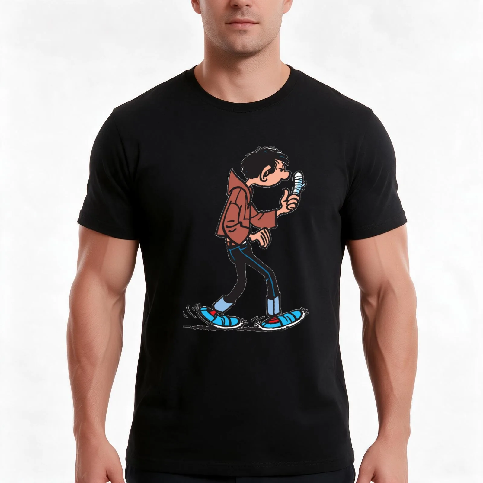 Gaston Lagaffeclassique T-Shirt, Summer Casual Cotton Tee, Oversized Streetwear Tops, Vintage Graphic Print, Unisex Men Women