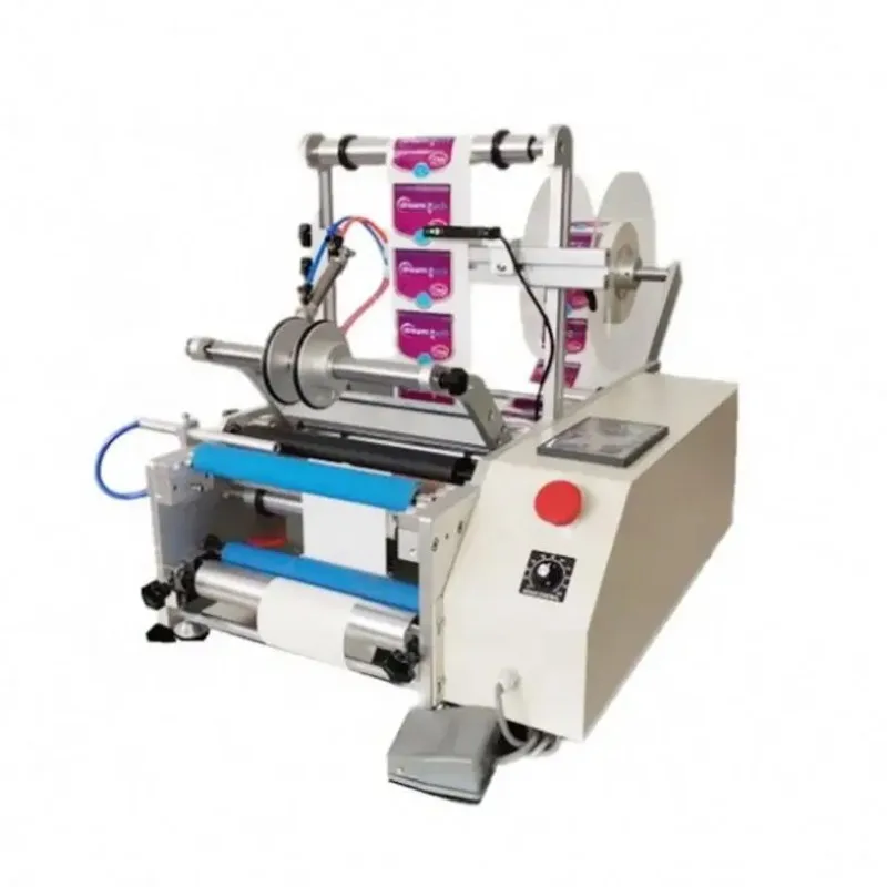 

Wine bottle desktop adhesive semi-automatic labeling machine