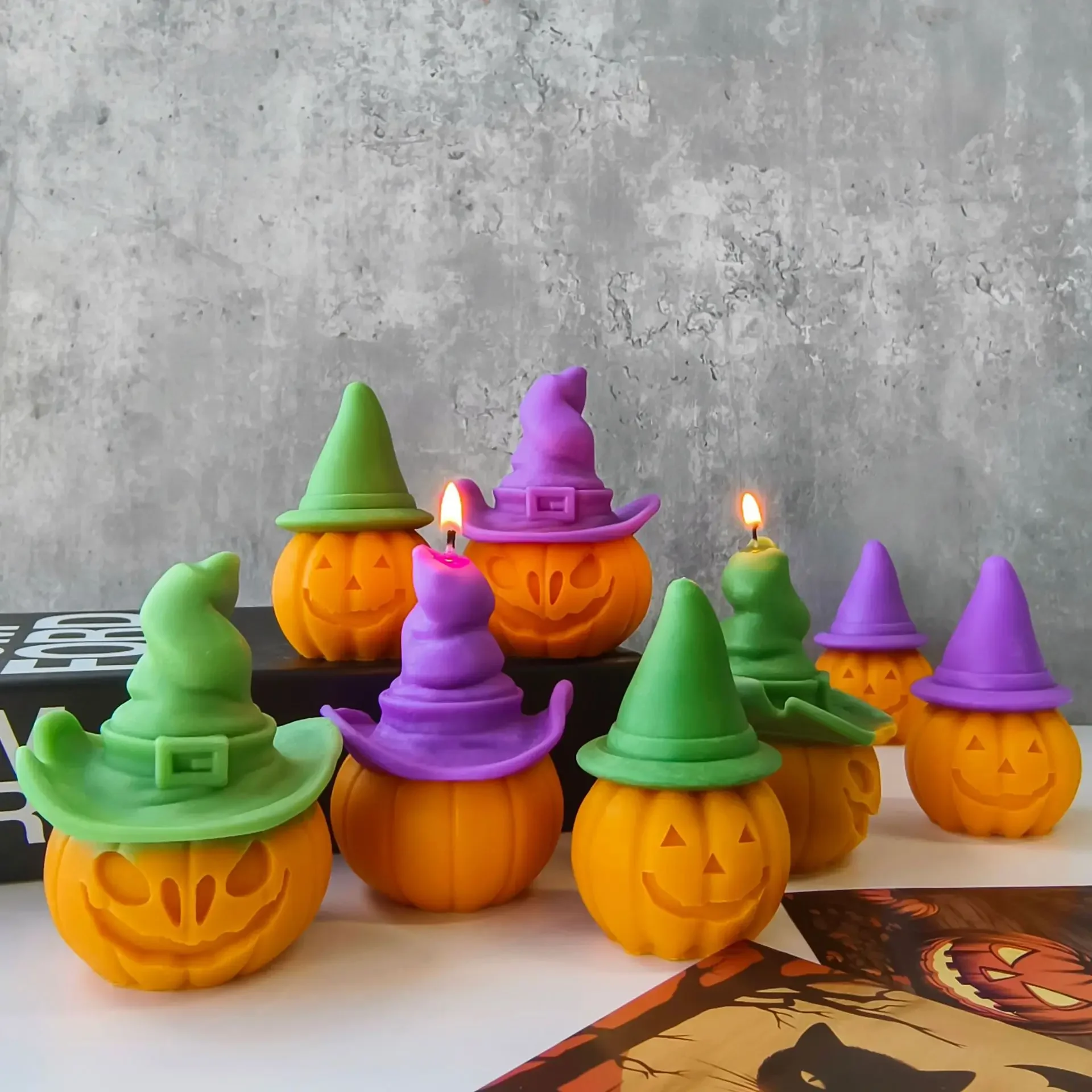 

Handmade Aroma Candle Plaster Ornaments Mould Soap Candle Making Supplies DIY Halloween Pumpkin Form Silicone Mold