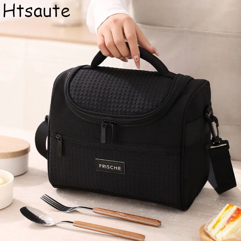 

Thermal Lunch Bag With Stape Waterproof Repellent Lunch Carrier Lunch Box Bags Soft Feel For Picnic Camping School Cooler Bag
