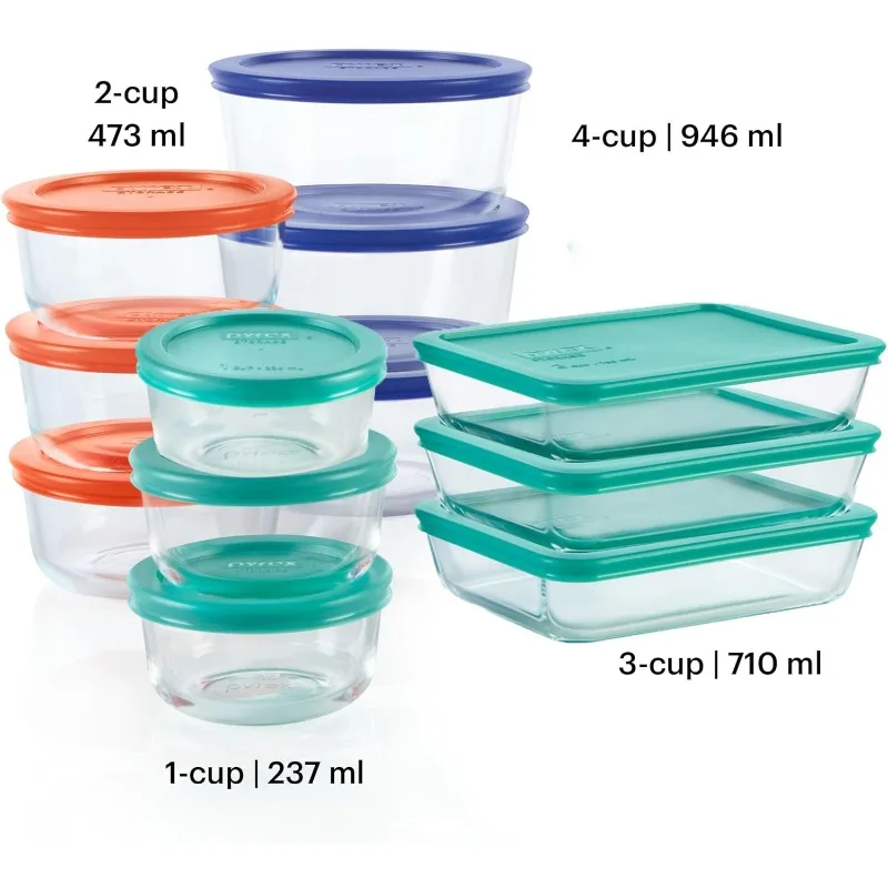 Simply Store 12-Pack Mixed Sized Glass Food Storage Set, Round & Rectangular Containers With Lids, BPA-Free