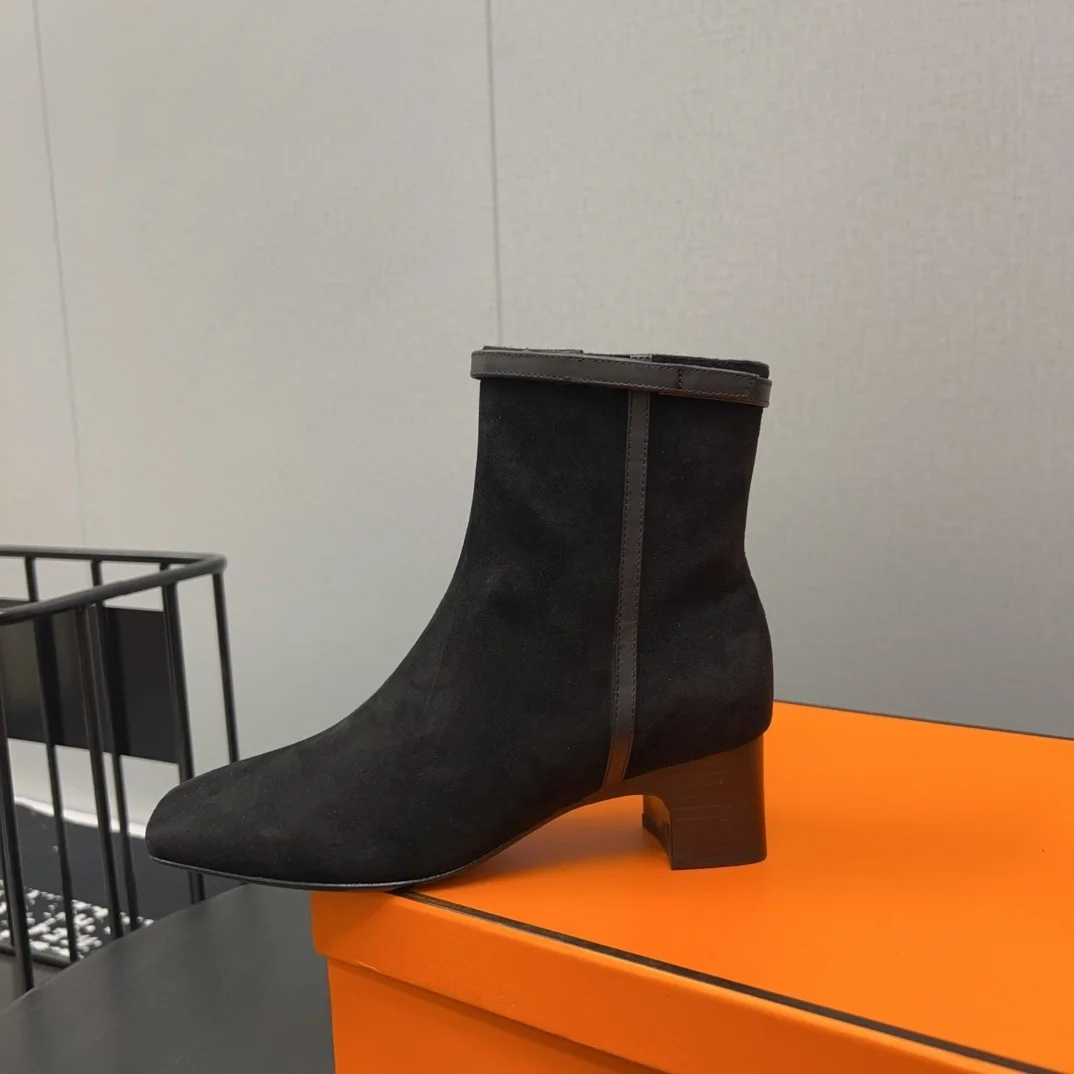 2026 High Quality winter Women Shoes Side Zipper Square Toe Fashion Ankle Boots ch24100418