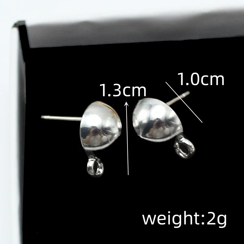 New 2Pcs/Lot Round Heart Findings Stud Earring Basic Pins Stoppers Connector With Pendant Clasps For DIY Jewelry Making Supplies