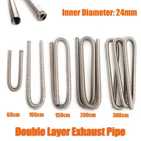 60cm - 300cm 24mm Double Layer Exhaust Pipe Air Diesel Parking Heater Stainless Steel Tube Gas Vent Hose For Car Caravan Camper