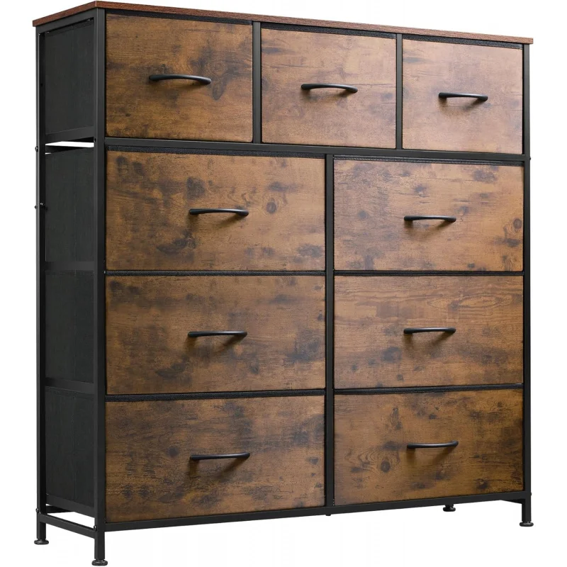

9-Drawer Dresser, Fabric Storage Tower for Bedroom, Hallway, Entryway, Closet, Tall Chest Organizer Unit with Fabric Bins