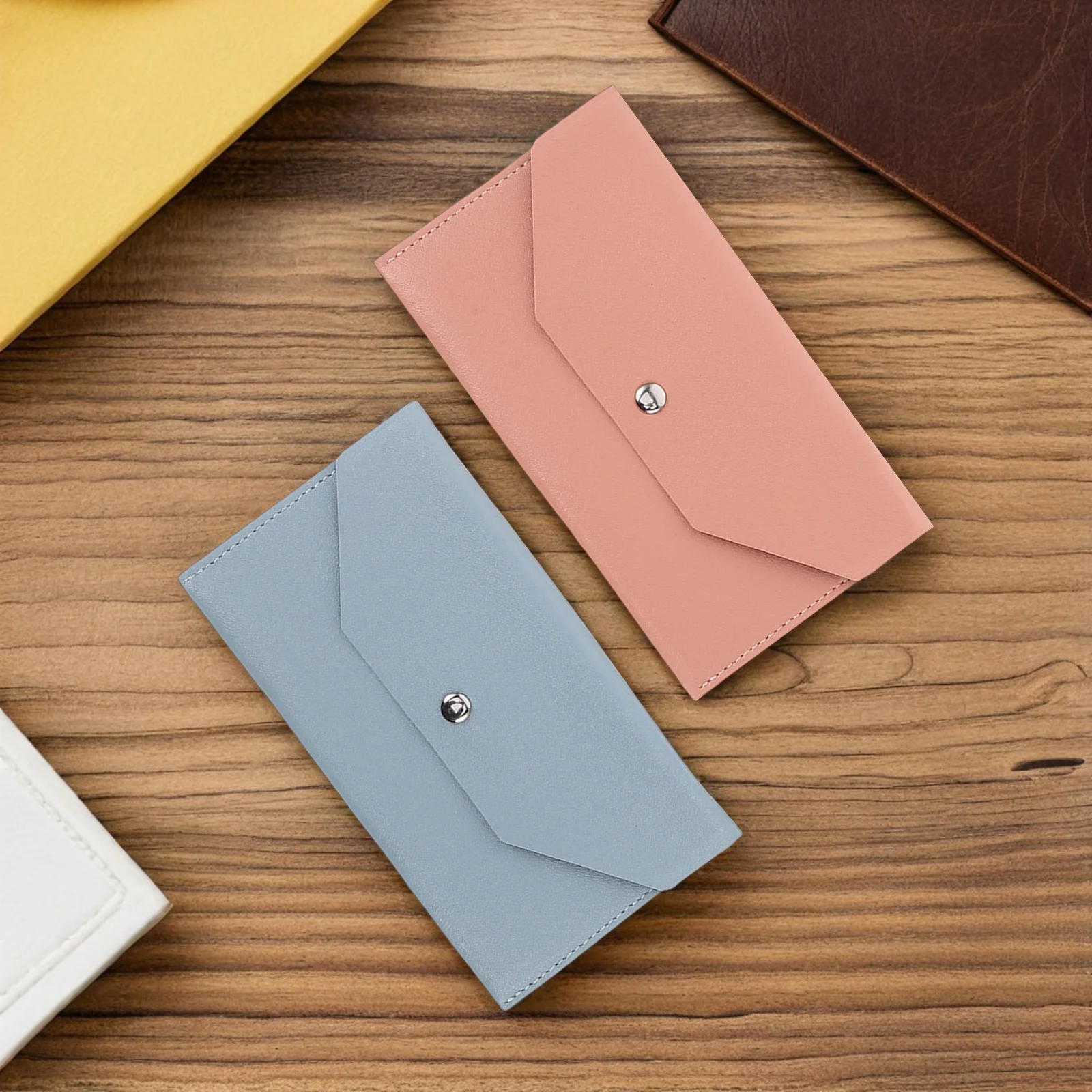 

3Pcs Women's Cash Envelope Wallet PU Compact Card and Cash Organizer Lightweight Travel