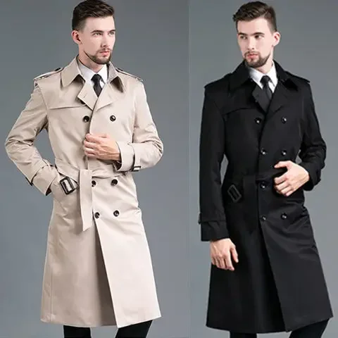 Men's Windbreaker New Autumn and Winter Slim Fit Double Breasted Business Leisure Long Coat  Guy's Cape