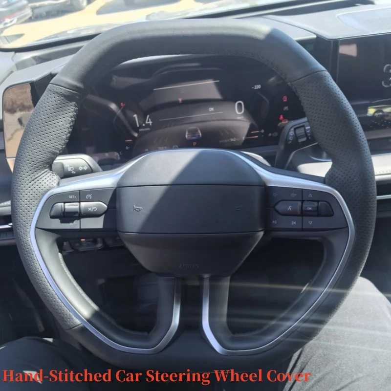 

Customizable Handmade Anti-slip Wear-resistant Genuine Leather Steering Wheel Cover For Ford Explorer PUMA 2024 2025 Edge 2025