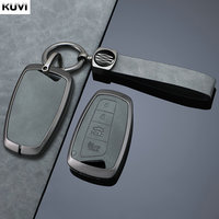 Alloy Leather Car Key Case Cover for Hyundai Grand Santa Fe 3 DM Ix45 Ix35 Genesis DH Grandeur Azera HG Equus 2013-2016 Fob